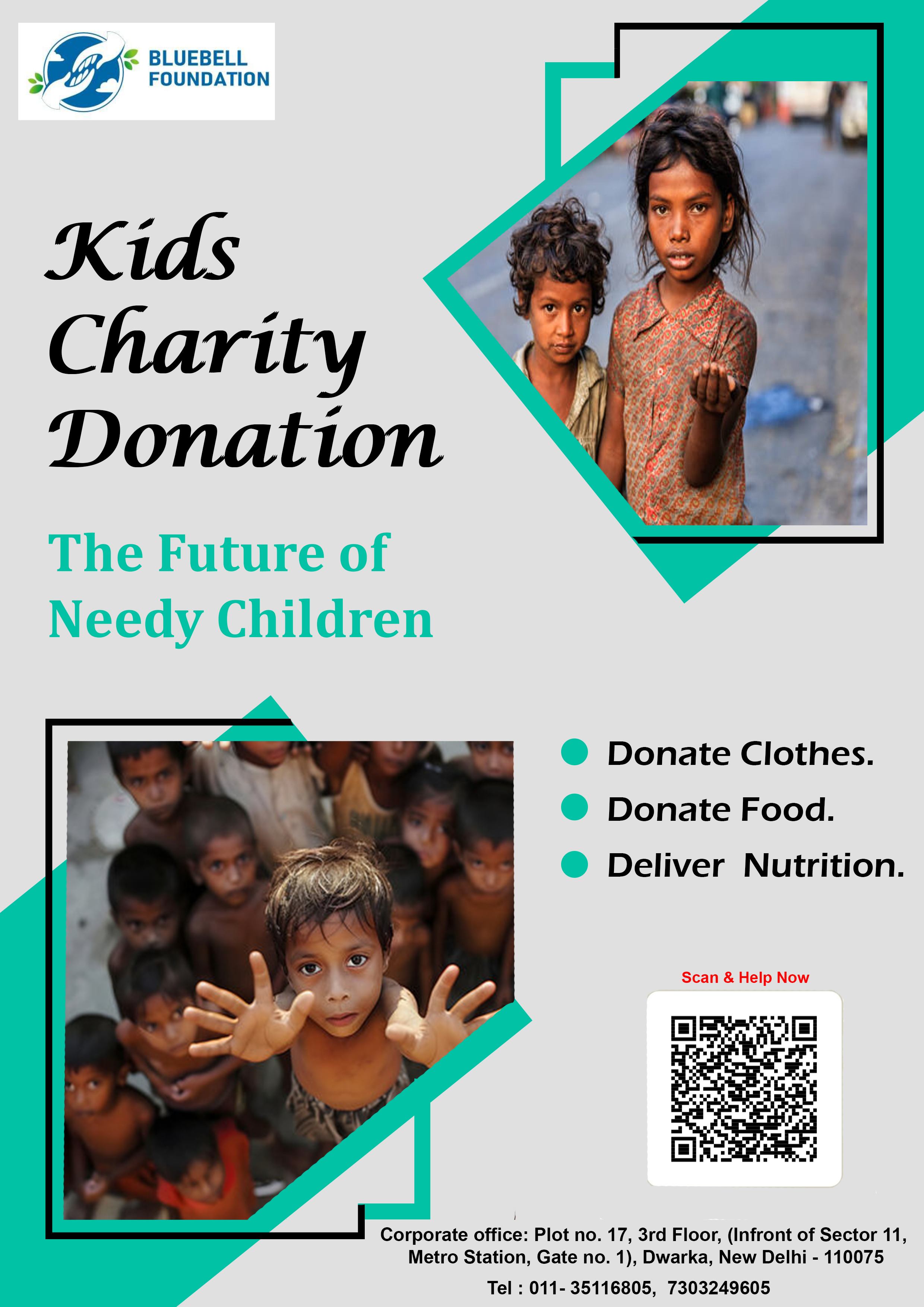 Kids charity donation poster