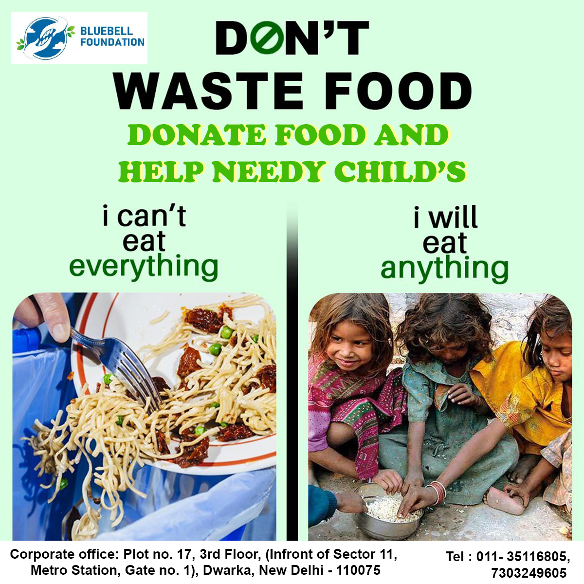 Donate food and help needy children poster
